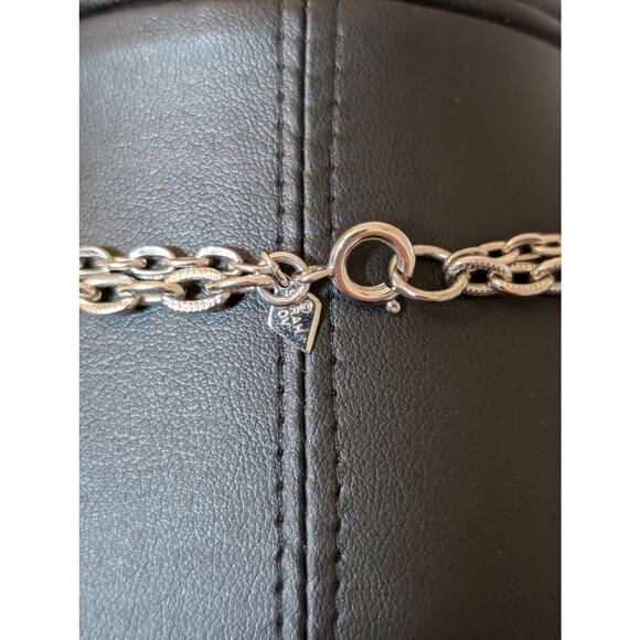 Sarah Cov Vintage Double Layer Silver Tone Textured Chain Necklace - Picture 3 of 4